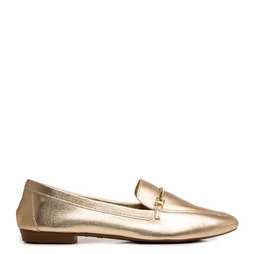 Mocassim Dourado Couro Bridão