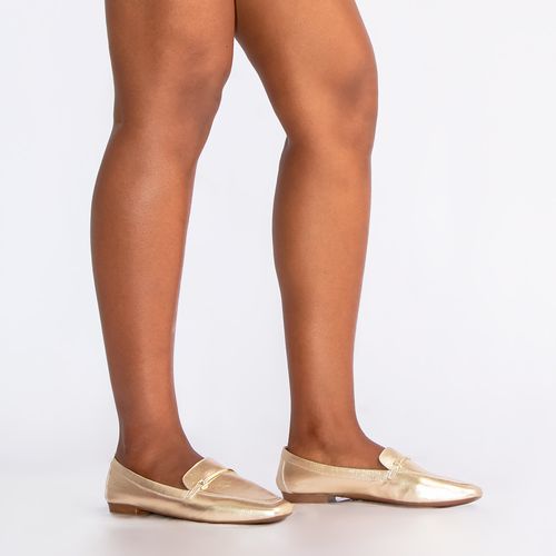 Mocassim Dourado Couro Bridão