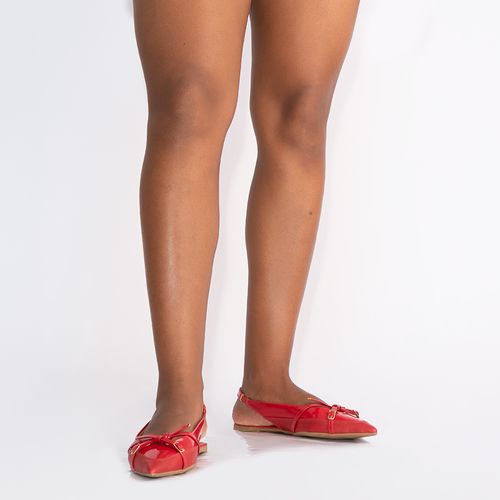 Sapatilha Slingback Vermelha Verniz