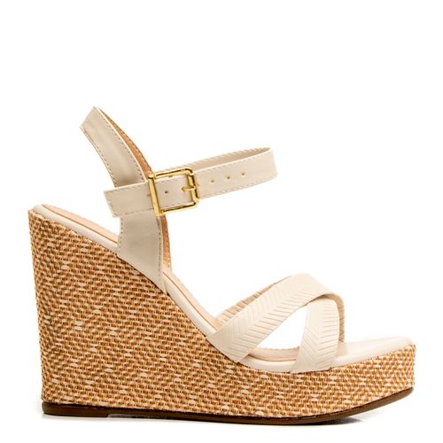 Anabela Off White Tiras Texturizadas