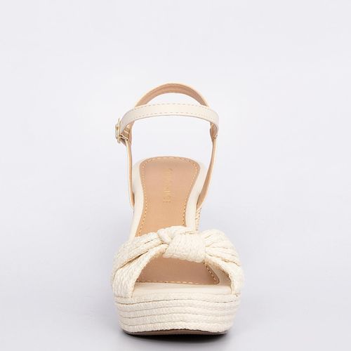 Sandália Anabela Off White Nó