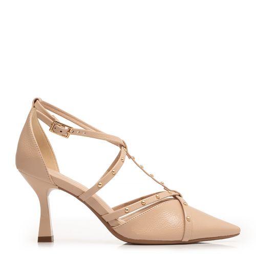Scarpin Salomé Tachas Nude