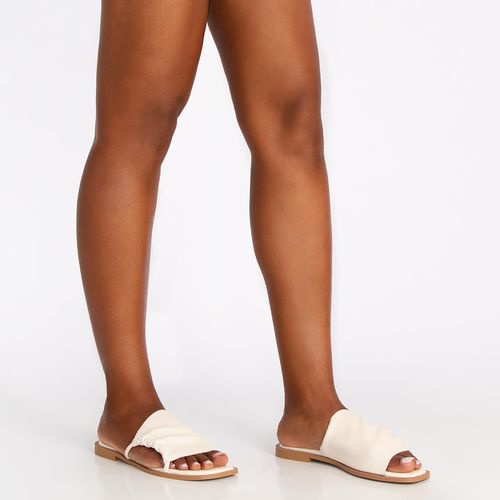 Rasteira Off White Couro Comfort