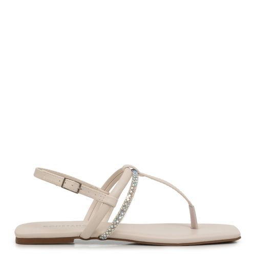 Rasteira Off White Strass