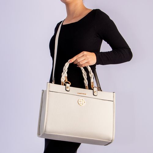 Bolsa Off White Alça Trançada
