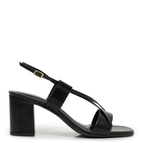 Sandália Preta Tiras Transpassadas