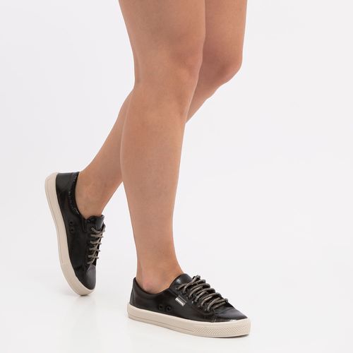 Tênis Comfort Cadarço Strass Preto