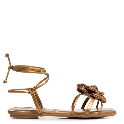 Rasteira Bronze Amarração Flor