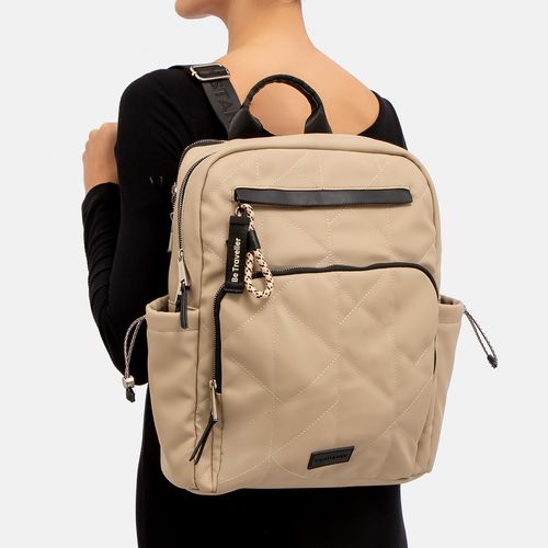 Mochila para Notebook Matelassê Bege