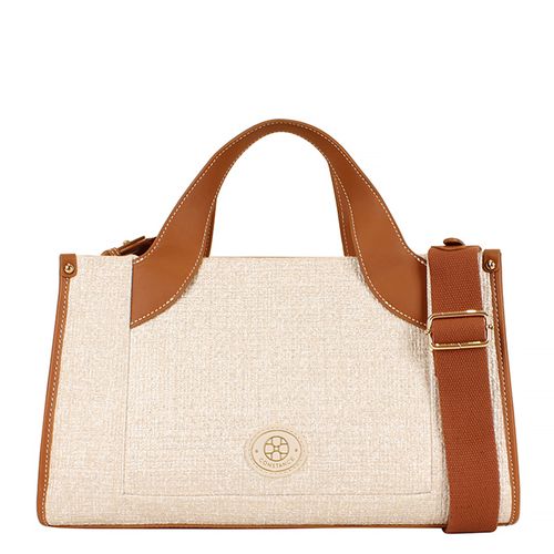 Bolsa Branco e Caramelo Tote Grande