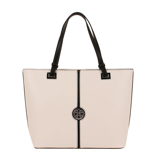 Bolsa Shopping Medalha Branco e Preto