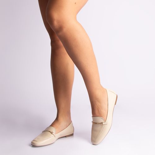 Mocassim Off White Couro Bridão