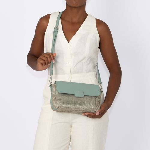 Bolsa Tiracolo Palha Azul