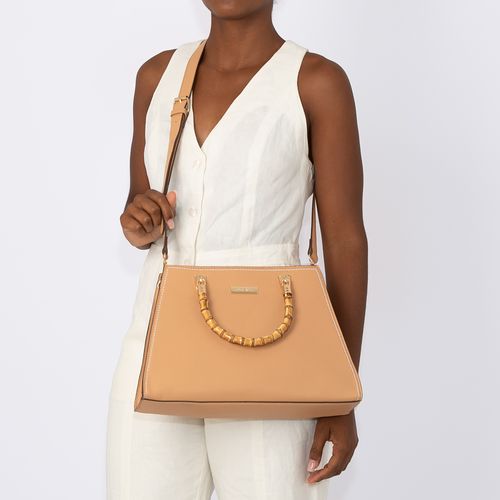 Bolsa Tote Alça Bambu Bege