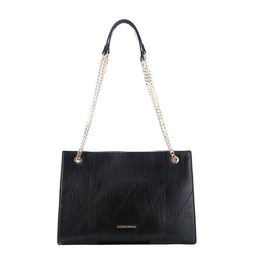 Bolsa de ombro Pespontos Diagonais Preto