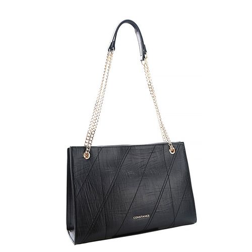 Bolsa de ombro Pespontos Diagonais Preto