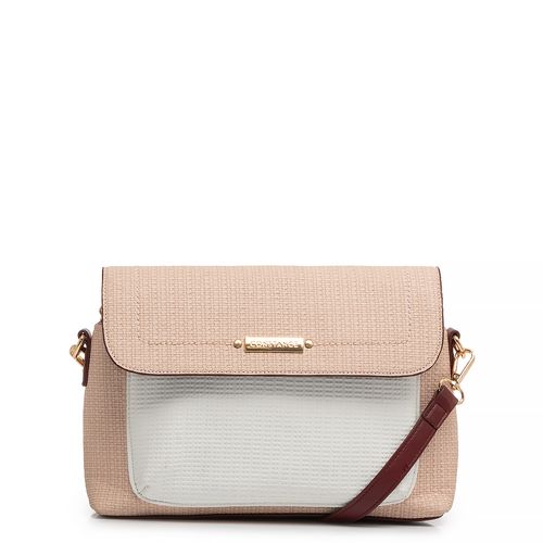 Bolsa Tiracolo Textura Palha Rosa