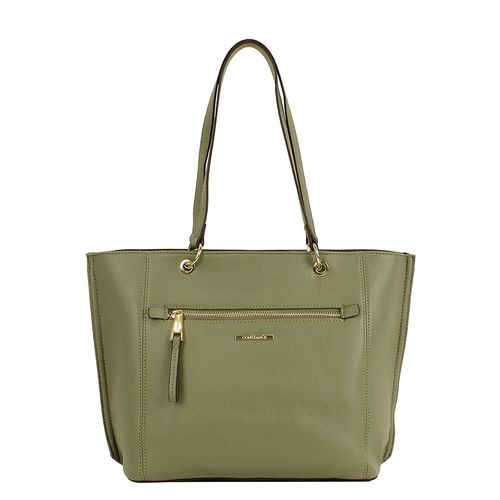 Bolsa Shopping Zíper Metálico Verde