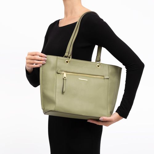 Bolsa Shopping Zíper Metálico Verde