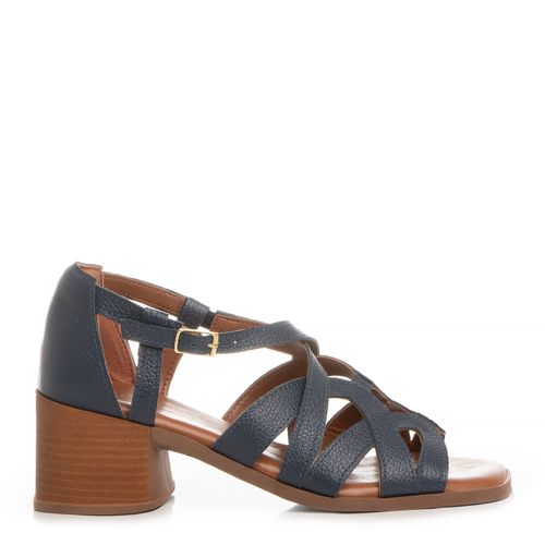 Sandália Couro Azul Marinho Comfort