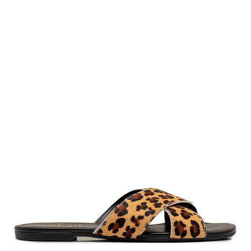 Rasteira Animal Print Couro
