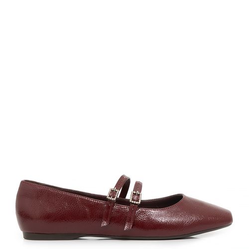 Sapatilha Boneca Fivela Strass Burgundy