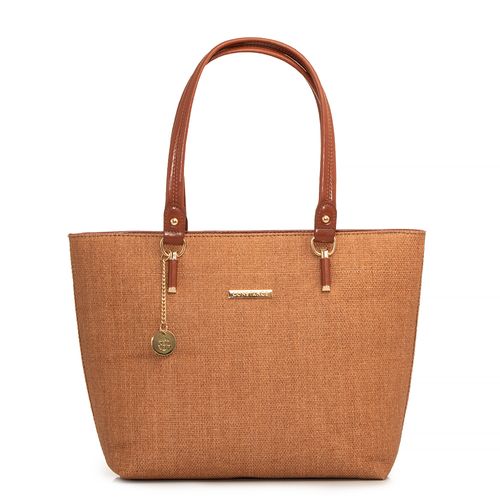 Bolsa Shopping Bag Textura Palha Caramelo
