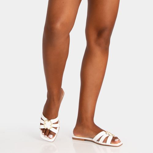 Rasteira Trevo Tiras Branco