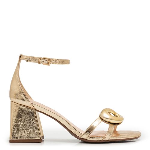 Sandália Enfeite Oval Dourado