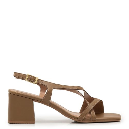 Sandália Transpassada Salto Bloco Marrom