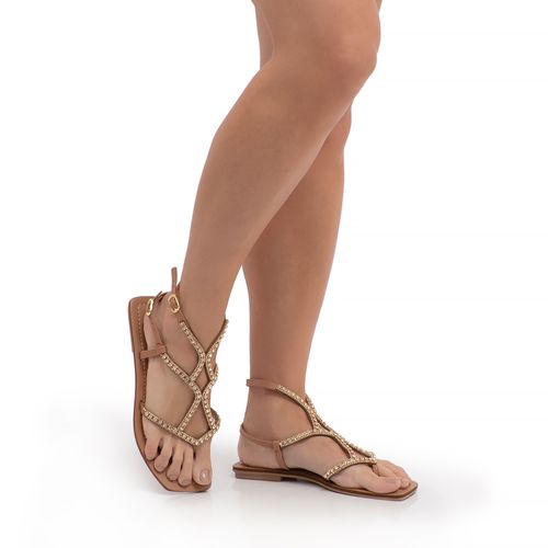 Rasteira Nude Strass