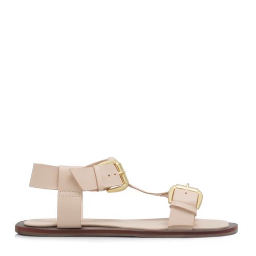 Rasteira Couro Fivelas Off White