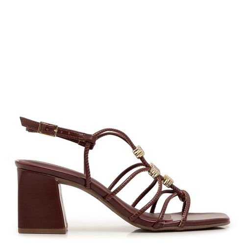 Sandália Enfeites Flor Bordo