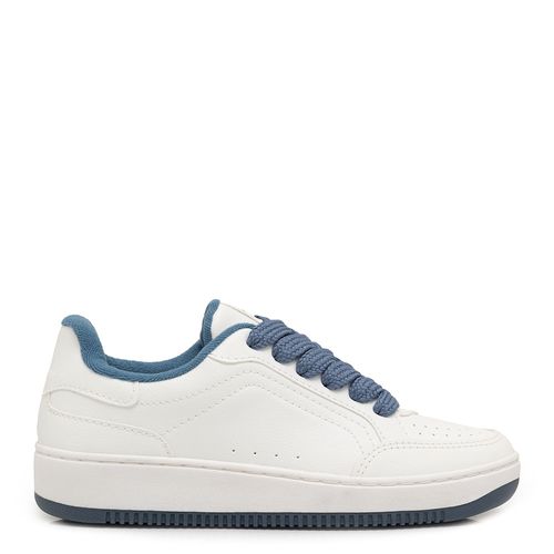 Tênis Branco Com Solado e Cadarço Azul