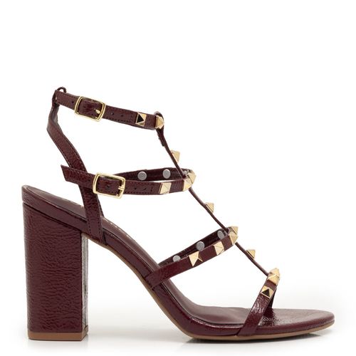 Sandália Tiras Spikes Bordô