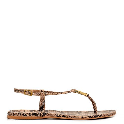 Rasteira Animal Print Enfeites Nude