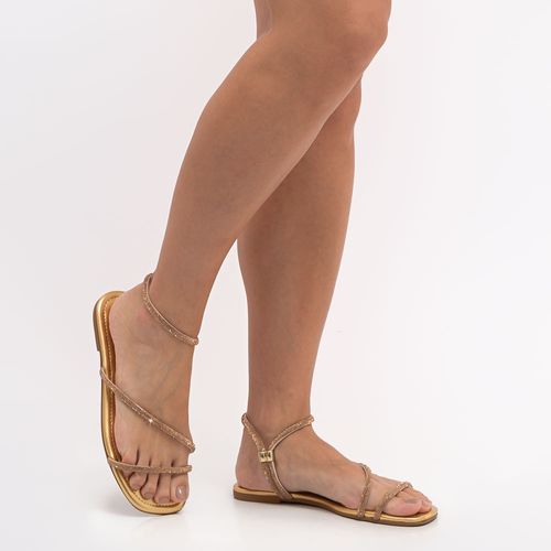 Rasteira Strass Dourado