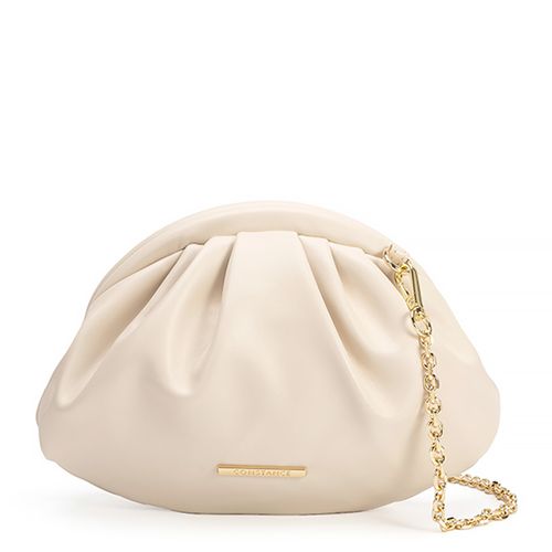 Clutch Drapeada Alça Delicada Off White