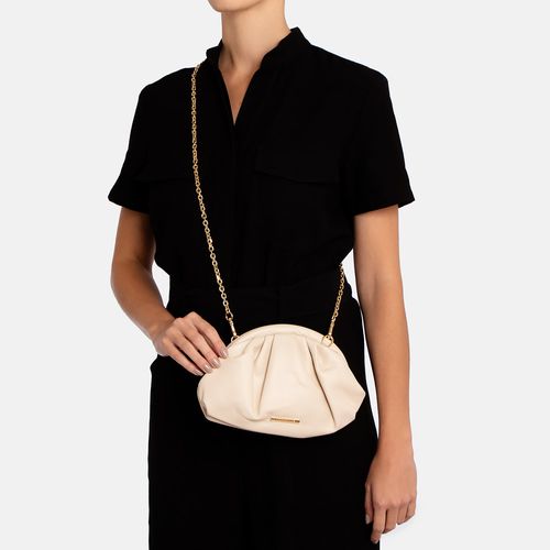 Clutch Drapeada Alça Delicada Off White