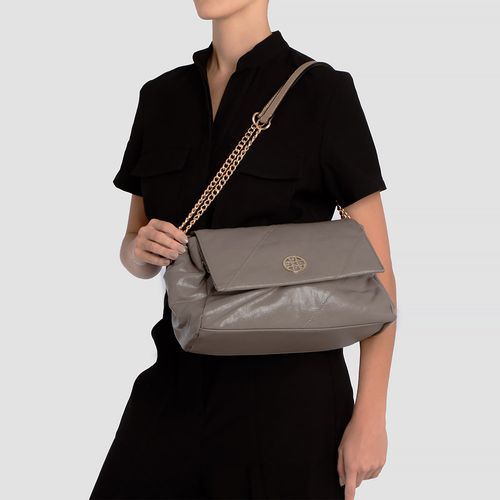 Bolsa Tiracolo Alça Corrente Taupe