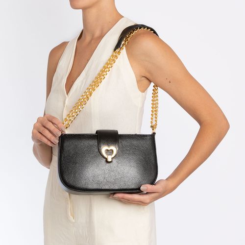 Bolsa Tiracolo Couro Preta