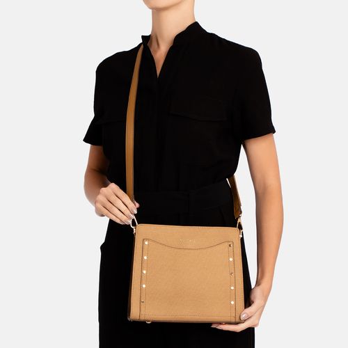 Bolsa Tiracolo Bege Tachas
