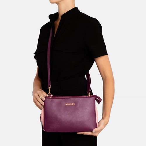 Bolsa Repartições Textura Palha Rosa
