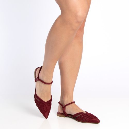 Sapatilha Slingback Trama Bordo