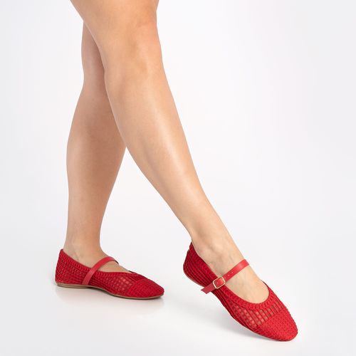 Sapatilha Boneca Trama Vermelho