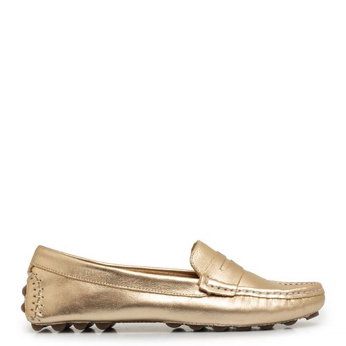Mocassim Couro Dourado