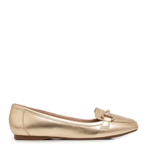 Mocassim Dourado Bridão Strass