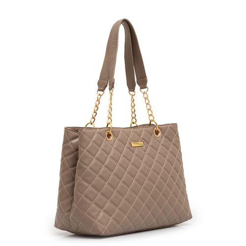 Bolsa Tote Couro Matelassê Cinza