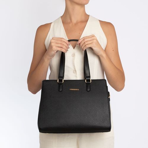 Bolsa Preta Tote Média