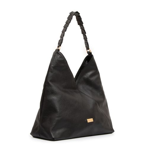 Bolsa Hobo Couro Preta